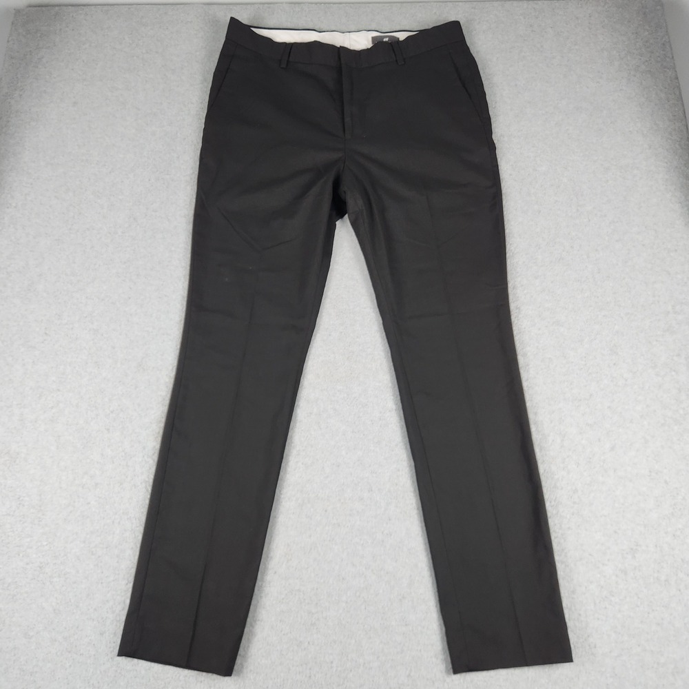 H&M Skinny Fit Dress Pants Mens 34R Black Stretch Flat Front Formal Business